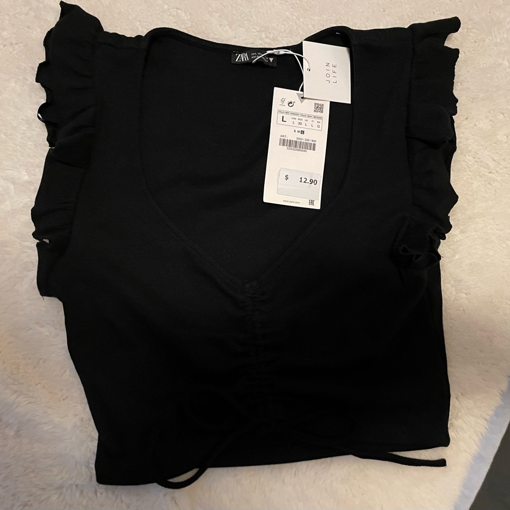 ZARA Womens ruffled sleeve crop top, size large - Picture 4 of 8